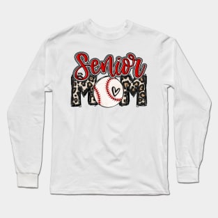 Senior Baseball Mom Leopard Long Sleeve T-Shirt